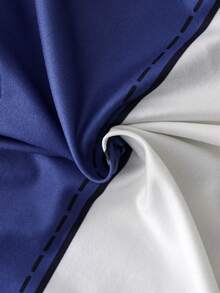 SHEIN Bộ áo liền quần mùa hè cho bé trai, màu trắng và xanh dương, họa tiết sư tử năng động, rộng rãi thoải mái, phù hợp cho các hoạt động thường ngày, họp mặt gia đình và chụp ảnh. - trắng - Xem 8