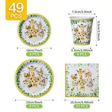 Juego desechable de platos, servilletas y vasos con diseño de bestias adorables, sirve para 8 invitados. Este conjunto de suministros desechables para fiestas (que incluye platos, servilletas y vasos) es perfecto para fiestas de cumpleaños, bodas y picnics familiares. - Ver 6