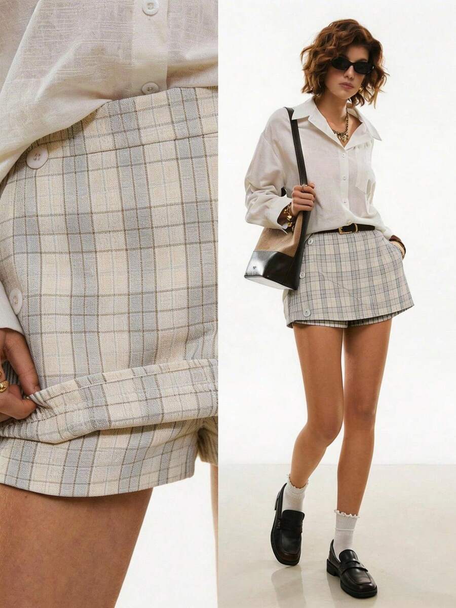 Poéselle Váy quần nữ kẻ caro, kiểu dáng thường ngày, đa năng.
