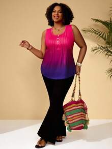 BrightlyHer Áo tank top xếp ly cỡ lớn màu gradient cho nữ, thích hợp cho ngày Valentine, mùa xuân/kỳ nghỉ, áo mùa hè cỡ lớn cho nữ, áo dành cho người có đường cong quyến rũ, áo đi nghỉ mát, áo đi biển cho nữ. - Nhiều màu - Xem 6