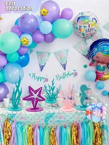 12 件 - 毛毡桌面装饰海底世界，以美人鱼为特色创意美人鱼公主主题生日派对桌面装饰，DIY 桌面家具非常适合生日派对、家居装饰（4 种款式，随机颜色）、情人节、情人节婚礼， - 彩色 - 查看 3