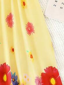 少女甜美碎花无袖休闲连衣裙，适合夏季、度假和日常穿着 - 彩色 - 查看 4