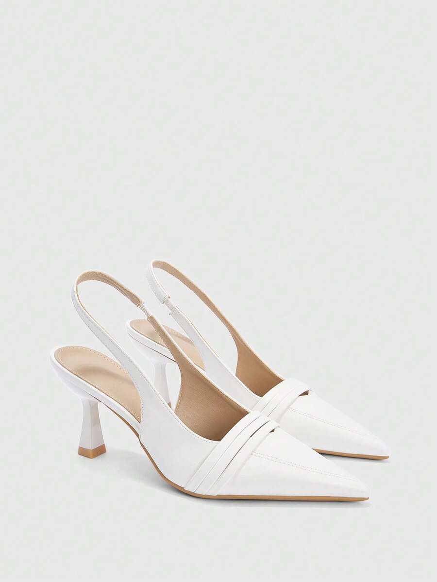 CUCCOO BIZCHIC Women's Pointed Toe Pumps, Versatile High Heels For Commuting And Daily Wear - White - View 1