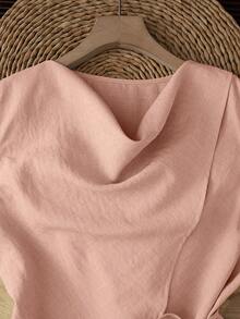 Franclia 新款女士无袖独特设计背心，春夏款 - 藕粉色 - 查看 5