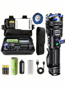 Poslani Flashlight High Lumens Rechargeable, 100000 Lumen Led Flashlights XHP70.2 USB Super Bright Flash Light Battery Powered, Powerful Handheld Flashlights For Emergencies Camping, IP67 Waterproof - upgraded version - View 10