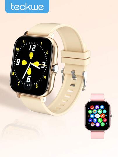 Teckwe Orologio intelligente touch screen completo, unisex, supporta composizione/risposta telefonica, contapassi, conteggio calorie, modalità sportive multiple, notifiche di messaggi e chiamate, orologio intelligente multifunzionale, tracker di fitness