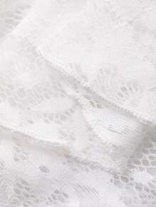 Livesso 白色蕾丝喇叭袖衬衫，适合海滩派对、度假、复活节假期、夏季穿着 - 白色 - 查看 3