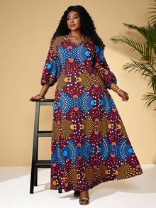 EMERY ROSE 大码时尚印花连衣裙，适合通勤。 - 彩色 - 查看 7