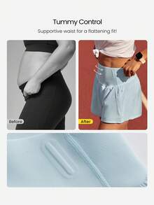 GLOWMODE 4" VitalSwift Chase Every Mile High-Rise Anti-Roll Tummy Control Lightweight Quick-Dry Odor Control Built-In Briefs Running Shorts Training Tennis Jogging Running Workout Gym Wear - Baby Blue - View 7