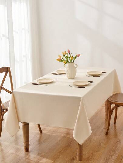 قطعة واحدة من المفرش الأبيض ذو طبعة ورقة اللوتس على الحافة، مقاوم للاتساخ، مناسب لتزيين المطاعم والمناسبات العائلية والحفلات والأعراس