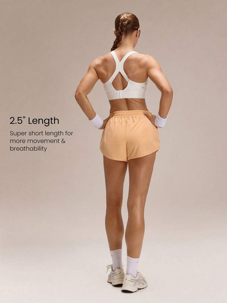 2.5" Stay Cool Quick-Dry Lightweight Zipper Pockets Reflective Strips Low Waist Active Running Shorts With Built-In Deodorant Underwear Jogging Training Gym Workout Wear Valentine's Day