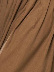 MUSERA Linen Low Rise Trim Detail Gathered Loose Fit Maxi Skirt Spring Summer Vacation Beach Elegant Ibiza Festival Holiday Tajine Party - Brown - View 7