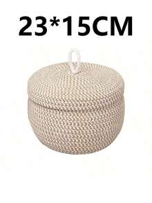 Woven Storage Circular Covered Desktop Handmade Household Egg, Snack, Miscellaneous Fruit Storage Box, Cosmetic Basket - Multicolor - View 8