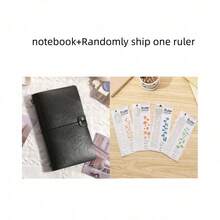 1 pieza Cuaderno de encuadernación creativa con marcador de metal, incluye papel kraft + papel cuadriculado + bolsa de almacenamiento de PVC, adecuado para diarios, diario de viaje vintage portátil, papelería estudiantil - Multicolor - Ver 17