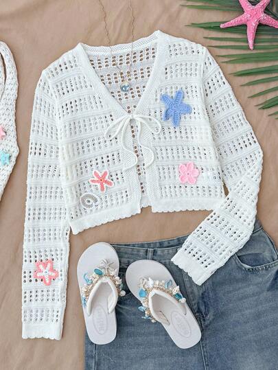 Travachic 彩色海星针织开衫，度假装扮，波西米亚风，乡村音乐会装扮，节日庆典装扮，女士沙滩装扮，女士夏季装扮，复古富贵风，毕业装扮，夏季连衣裙，女士生日礼服，波西米亚优雅碎花白色休闲夏季度假装扮，休闲优雅女士度假装扮，亮片女士嘉年华、情人节、婚礼派对、音乐节装扮