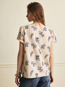 Écloséra 休闲宽松V领无袖印花面料背心，女士夏季度假背心 - 彩色 - 查看 6