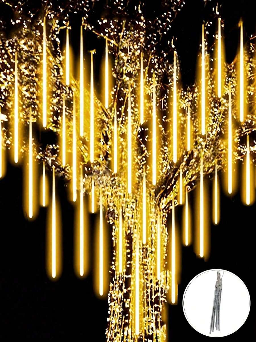 1PC Solar Powered Outdoor Christmas Light, Solar Raindrop String Light, 8 Tubes 192 LED Meteor Shower Light, Raindrop, Snowflake, Icicle Waterfall Light, Suitable For Christmas Decoration, Wedding Party Lighting 2pcs/4pcs Solar Powered Outdoor Lights, LED Solar Garden Decorative Lights - multicolor - View 1
