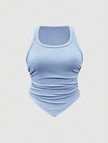 Glamine Conjunto de camiseta de tirantes con cuello en V y bajo plisado multicolor - Multicolor - Ver 6