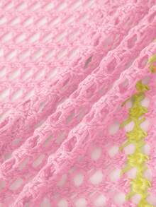 BamGleam Halter Neck Knit See-Through Dress Maxi Women Outfit - Baby Pink - View 6