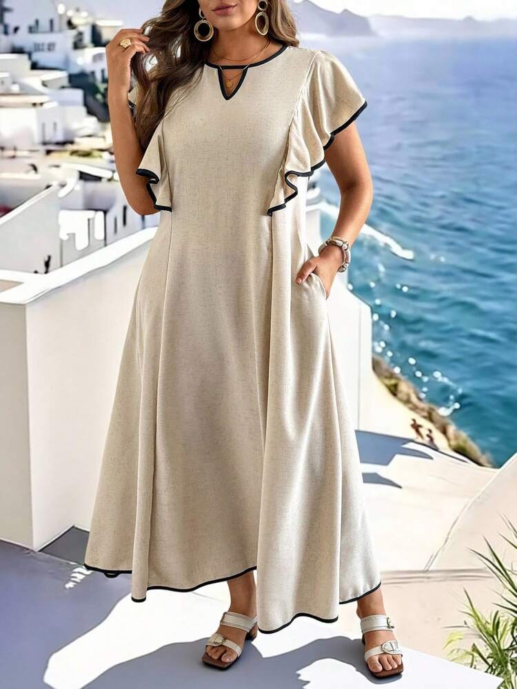 beaded and embroidered dresses Floral Embroidered Beaded Tulle Dress BEIGE White / XL main image 1