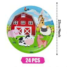 Bộ đồ dùng tiệc dùng một lần Happy Farm gồm đĩa, khăn ăn và cốc giấy, phục vụ 24 khách. Bộ đồ dùng tiệc bằng giấy dùng một lần này phù hợp cho sinh nhật, đám cưới, tiệc theo chủ đề và dã ngoại gia đình. - Xem 10