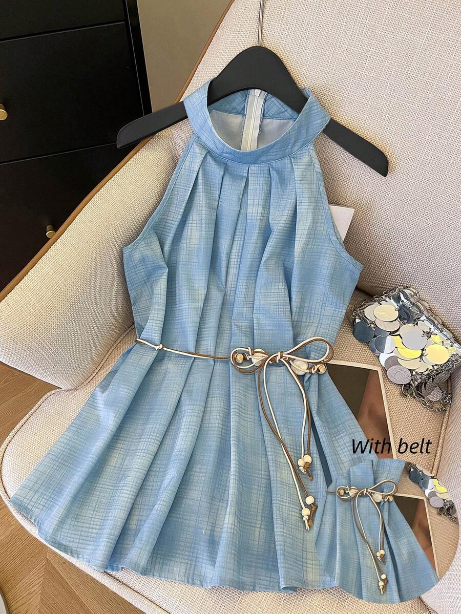 Franclia 女士渐变蓝色露背吊带衫，夏季款 - 淺藍色 - 查看 1