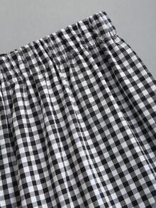 Sweetra Fashionable Casual American Preppy Style Lace Accent Tiered Flare Hem Design Women's Skirt, Spring/Summer New Arrival - Black and White - View 5