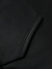 Manfinity Roghcode Men's Slogan & Floral Print Hoodie And Pants Casual Tracksuit Set - Black - View 7