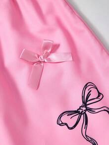 SHEIN Teen Girl Butterfly Print Round Neck Short Sleeve T-Shirt And Pink Pants Set - Pink - View 6