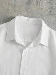 SWAVVY Men's White Loose Short Crop Shirt, Emo - White - View 4