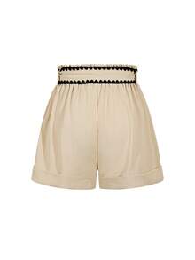 Ellevyn Black Fitted Tank Top And Contrast Trim Shorts Set, Suitable For Daily Wear Trending Outfit Pintrest Outfit Part Outfit Classic Outfit Outfit Ideas - Multicolor - View 5