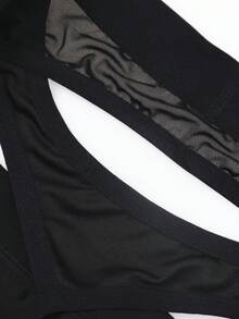 SHEIN DrisQ 男士纯色低腰镂空性感内裤 - 黑色 - 查看 6