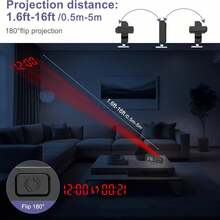 [LED Alarm Clock] LED Digital Projection Alarm Clock | Modern, Adjustable Brightness, 12/24H Format, Temperature, Date & Humidity Display, USB Powered For Bedroom, Home Office (Adapter/Battery Not Included) Room Decor Digital Clock Bedroom Decor Dormitory Decor Back To School School Decor School Surprise Home Decor School Supplies - multicolor - View 3
