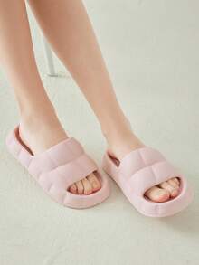Cuccoo Woman Shoes Textured Single Strap Preppy Pink Lightweight EVA Slippers For Summer Vacation Shoes Summer Spring Shoes Spring Break Easter For Casual Beach Style - Pink - View 5