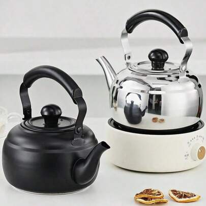 1个带滤网的不锈钢茶壶，用于冲泡和煮茶，耐用的厨房用具，带手柄，现代设计，适用于餐厅、酒店、电磁炉、商用茶壶