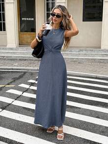 Serisse Đầm mùa hè mới kiểu xoắn, khoét eo, không tay dành cho nữ - Rửa nhẹ - Xem 5