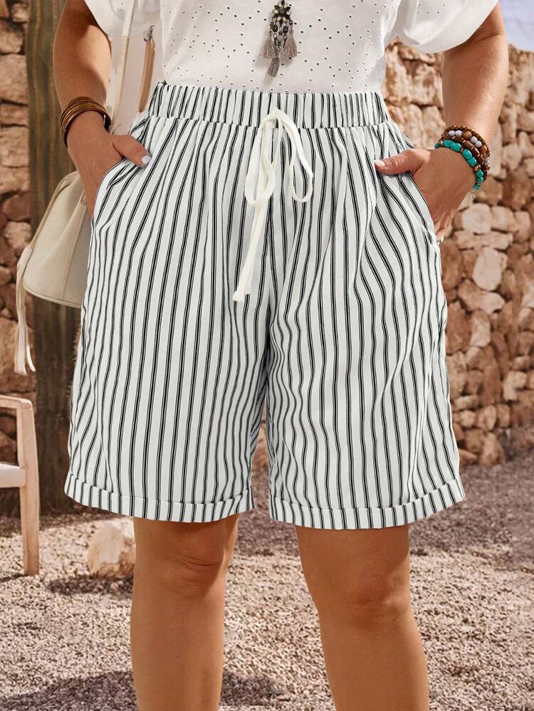 Plus Size Casual Striped Loose Shorts Summer Tops   Summer Outfits Summer Clothes Spring Dress Spring Outfit Women Spring Clothing Beach Vacation Outfits For Women Vacation Dress Bohemian   Festival Outfits For Women Beach Outfits For Women Women Shorts Casual Women S Summer Outfits Women Vacation Outfit Sets