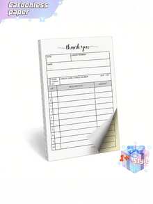 1pc Order Book & 2 Partial Carbonless Papers - Orders, Small Business Invoice Book - (50 Sheets Each, White/Yellow) - Multicolor - View 1