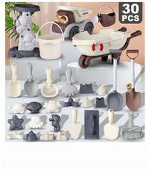 1 件儿童沙滩玩具套装，夏季娱乐必备。完整的沙滩玩具套装包括手推车、沙桶、沙铲和有趣的动物模具。 - 彩色 - 查看 9