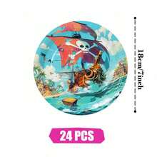Bộ đồ dùng tiệc dùng một lần hình tàu cướp biển lúc hoàng hôn gồm đĩa, khăn ăn và cốc giấy, phục vụ 24 khách. Bộ đồ dùng tiệc bằng giấy dùng một lần này phù hợp cho sinh nhật, đám cưới, tiệc theo chủ đề và dã ngoại gia đình. - Xem 9