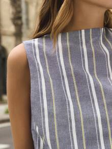 Nöista Top And Wide Legs Pant Set In Striped Fabric. - Blue - View 7