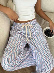 CovetEZ Women's Casual Loose Striped Wide Leg Pants - Yellow - View 4