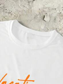 STEELVANCE Men's Letter & Plant Print Round Neck Casual Tank Top For Summer - White - View 4