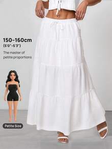 SHEIN PETITE 纯色休闲长裙 - 白色 - 查看 11