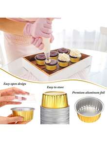 Bộ 50 hộp nhôm tròn dùng một lần để nướng bánh - Hoàn hảo cho lót bánh cupcake, các món tráng miệng, khuôn bánh phô mai, khuôn bánh flan, tiệc tùng, sinh nhật và dịch vụ ăn uống. - nhiều màu - Xem 2