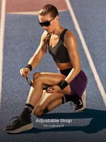 GLOWMODE 1条装 Hustle & Flow 针织吸汗速干透气硅胶垫减震可调节绑带护膝，适用于跑步、慢跑、训练、徒步、网球、高尔夫等日常运动。 - 黑色 - 查看 5