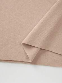 Rafferiza Vestido midi de malha bege macio, justo, com decote quadrado, costas nuas, modelagem vintage romântica, estilo europeu e americano, design sofisticado, barra com babados delicados, sem mangas, ideal para ocasiões casuais; Vestido minimalista de malha de cintura alta, cor sólida, personalizado, para festas e coquetéis. - Rosa Empoeirado - Ver 6