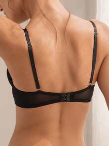 DesireSculpt 女士网纱刺绣钢圈文胸 1 件装 - 黑與白 - 查看 2