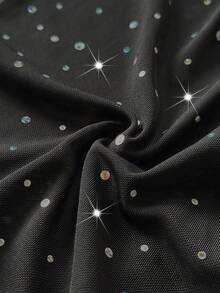 SHEIN Whyspr Plus Size Loose Wide Leg Pants With Sequin Decor, Dark Style - Black - View 7
