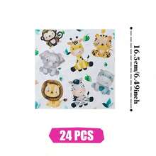 丛林动物一次性餐盘、餐巾纸和杯子，派对用品套装，可供 24 人使用，一次性纸质派对餐具，适合生日、婚礼、主题派对、家庭野餐。 - 查看 10